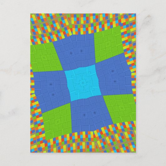 Carte Postale Magnifique conception d'impression d'art vert bleu (Devant)