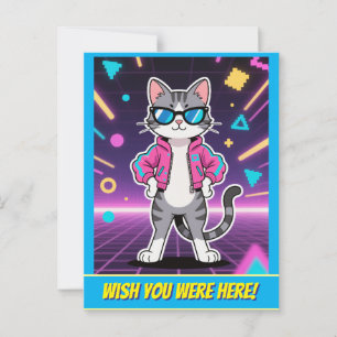 Carte Postale Magnifique Cool Retro Gamer Cat