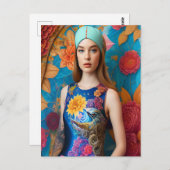 Carte Postale Magnifique dame avec tatouage (Devant / Derrière)