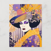 Carte Postale Magnifique Drag Queen violet jaune (Devant)