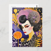 Carte Postale Magnifique Drag Queen violet orange (Devant / Derrière)