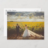 Carte Postale Magnifique Élégant Cœur Doré Mariage Merci (Devant / Derrière)