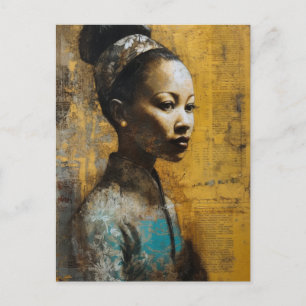 Carte Postale Magnifique Femme Mélange De Peinture Média