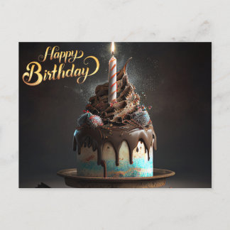Carte Postale Magnifique Gâteau Joyeux Anniversaire Cadeaux Amou