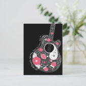 Carte Postale Magnifique guitare cool mignonne à la mode fleurs (Debout devant)