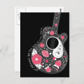 Carte Postale Magnifique guitare cool mignonne à la mode fleurs (Devant / Derrière)