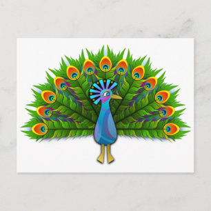 Carte Postale Magnifique Peacock Afficher Plumage