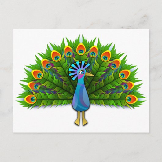 Carte Postale Magnifique Peacock Afficher Plumage (Devant)
