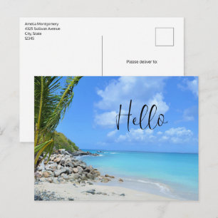 Carte Postale Magnifique Plage Tropicale Turquoise Bonjour
