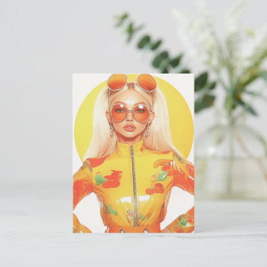 Carte Postale Magnifique Retro Blond Woman Deux lunettes de sole (Debout devant)