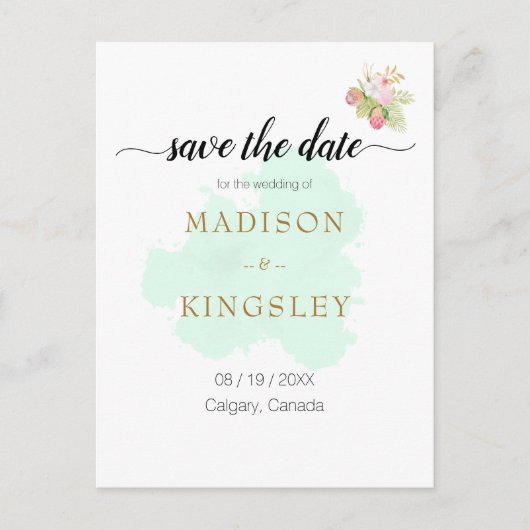 Carte Postale Magnifique Vert Citron Botanique Mariage Bohème (Devant)