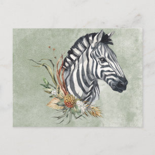Carte Postale Magnifique Zèbre à l'aquarelle