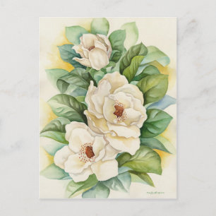 Carte Postale Magnolia blanc vintage Fleurs florales Art en fleu