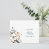 Carte Postale Magnolia Bleu Blanc Or Sur Mariage Blanc (Debout devant)