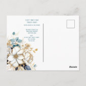 Carte Postale Magnolia Bleu Blanc Or Sur Mariage Blanc (Dos)
