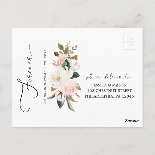 Carte postale Magnolia Cotton Wedding RSVP (Dos)