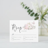 Carte Postale Magnolia Papillon d'aquarelle Script Mariage RSVP (Debout devant)
