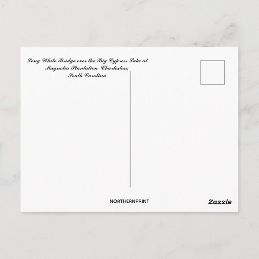 Carte Postale Magnolia Plantation Charleston Caroline du Sud (Dos)