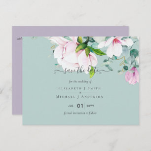 Carte Postale Magnolias Rose Lilac Eucalyptus Mariage Dates de s