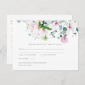 Carte Postale Magnolias rose Sage Eucalyptus Mariage rsvp Postc (Devant / Derrière)