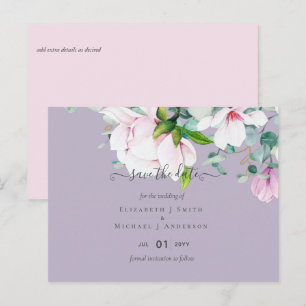 Carte Postale Magnolias roses Lilas Eucalyptus Dates à retenir p