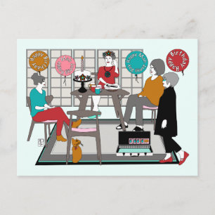 Carte Postale Mah Jongg Chat Anniversaire