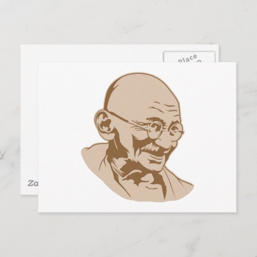 Carte postale Mahatma Gandhi Portrait (Devant / Derrière)