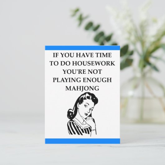 CARTE POSTALE MAHJONG (Debout devant)