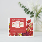 Carte Postale Mahjong Bold Riche Florals Rouge Postcard Invitati (Debout devant)