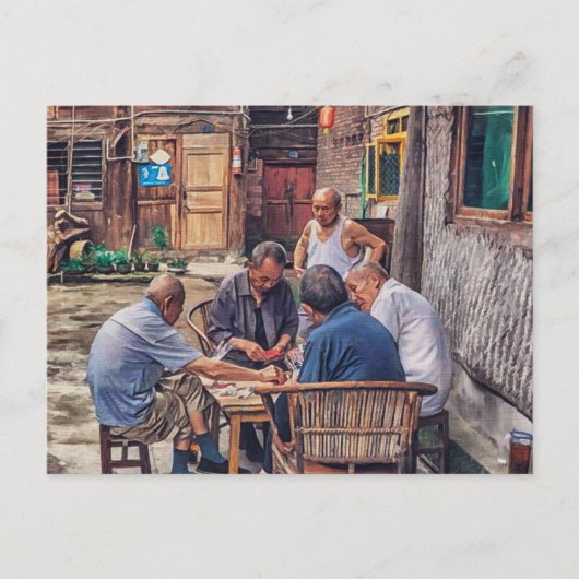 Carte Postale Mahjong dans l'Alley Hutong Chine (Devant)