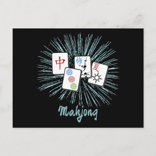 Carte Postale Mahjong Tiles Blue Starburst Custom (Devant)