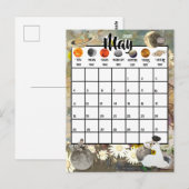 Carte Postale Mai 2025 Calendrier mensuel Jours astrologiques (Devant / Derrière)