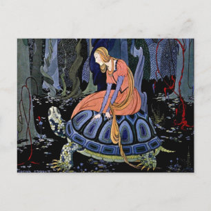 Carte Postale Maiden & Turtle ~ Peinture d'Art de Conte Fée Fran