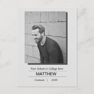 Carte Postale MaIe Diplômé Simple Noir Blanc Photo