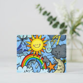 Carte Postale Maigre dessin Météo Météo Prévision Météo Contexte (Debout devant)