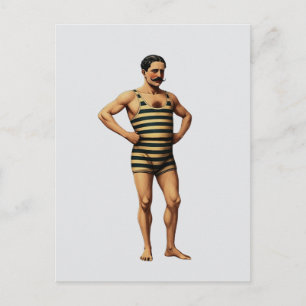 Carte Postale Maillot de bain rayé du nageur herculéen victorien