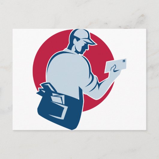 Carte Postale mailman postman remettre l'enveloppe de courrier r (Devant)