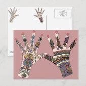 Carte Postale Main colorée Mehndi (Devant / Derrière)