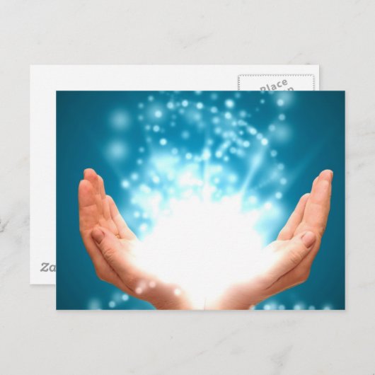 Carte Postale Main de guérison verte chakra Reiki énergie zen yo (Devant / Derrière)