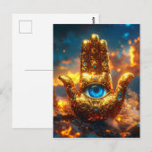 CARTE POSTALE MAIN DE HAMSA - ZEN BOUDDHISME (Devant / Derrière)