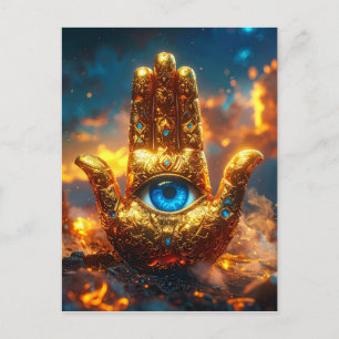 CARTE POSTALE MAIN DE HAMSA - ZEN BOUDDHISME