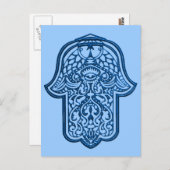 Carte Postale Main de henné de Hamsa (bleu) (Devant / Derrière)