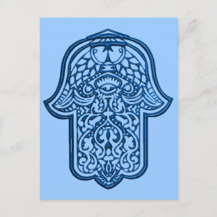 Carte Postale Main de henné de Hamsa (bleu)