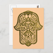 Carte Postale Main de henné de Hamsa (Golden) (Devant / Derrière)