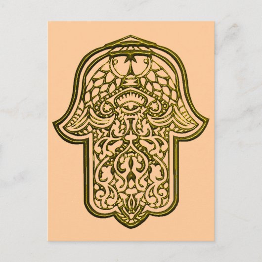 Carte Postale Main de henné de Hamsa (Golden) (Devant)