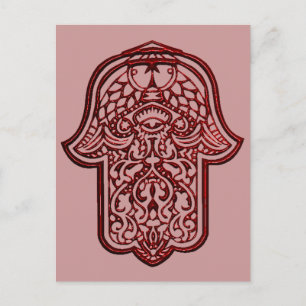 Carte Postale Main de henné de Hamsa (Rouge)