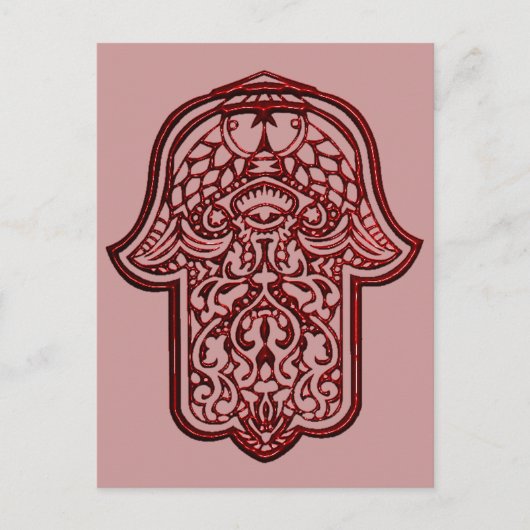 Carte Postale Main de henné de Hamsa (Rouge) (Devant)