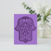 Carte Postale Main de henné de Hamsa (violet) (Debout devant)