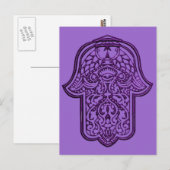 Carte Postale Main de henné de Hamsa (violet) (Devant / Derrière)