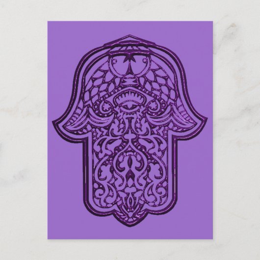 Carte Postale Main de henné de Hamsa (violet) (Devant)